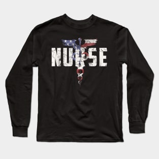 Nurse Nursing American Flag 4Th Of July Long Sleeve T-Shirt